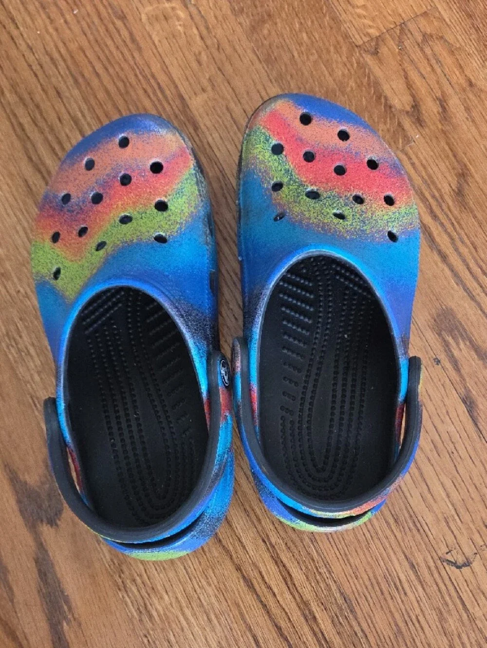 CROCS Kids Blue with Multi Cokor Splash Slip-On Clogs